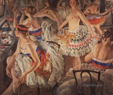 バレエの楽屋で 大きなバレリーナ ロシアのバレリーナ ダンサー Oil Paintings